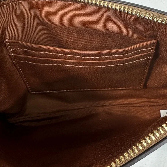 Nwt Coach Signature Large Corner Zip Stripe Wristlet Wallet Canvas Bag monogram - Picture 4 of 7